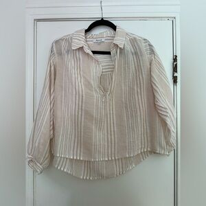 Madewell Beige and White Striped Blouse